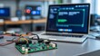 © millennium - Embedded system development with microcontroller board and software programming workstation