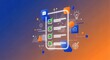 © theo - Mobile app development concept with checklist and icons