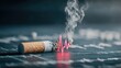 © Lilly - Cigarette transforming into healthy heartbeat line on medical monitor, healthcare awareness theme, realistic hospital setting