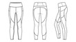 © Langit2 - Technical Performance Athletic Leggings Front Back and Side View Vector Illustration for Sportswear Apparel Design