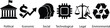 © Jahangir - Pestel macro environmental analysis glyph icon set with political economic social technological legal and environmental business factors