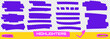 © Syuzann q - Purple highlight marker patches with text emphasis swipes and felt tip marks. Bold underline shapes and element strokes for highlight text notes. Vector marker set on checker backdrop as png isolated