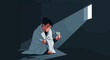 © Lorrie - Illustration Of A Person Feeling Ill, Checking Their Temperature Inside A Dark Room