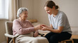 © Cliff - Close-up of a caregiver gently holding the hand of an elderly patient, supportive medical care, empathy and retirement assistance