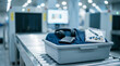 © CK Studio - Security check tray holding essential travel items on airport conveyor belt, for efficient passenger screening.