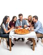 © Riska - Family enjoying homemade pizza dinner together indoors.