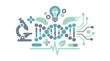 © Faisal - Biotechnology and genetic engineering flat vector illustration with DNA strand microscope and lightbulb