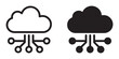© Farik - Cloud computing network connection icon set with electronic circuit lines and nodes isolated on background.