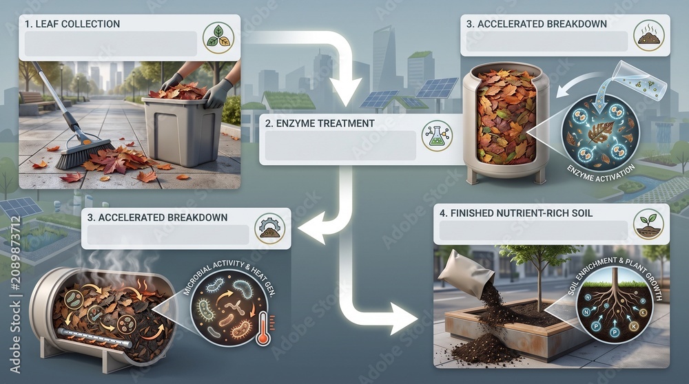 Composting Inforgraphs Urban Leaf Compost Enzyme Infographic for Municipal Soil Renewal Stock ...