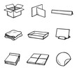 © Clever turtle - Packaging and stationery concept icons with box, cards and labels for presentation branding in sketch hand drawn illustration