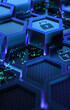 © 3Dsss - Digital Security Lock Icon on Futuristic Hexagonal Grid
