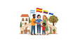 © lavivi - Multicultural Family Meeting Outdoors Near Flags and Mediterranean Houses