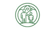 © bruno - Mentorship and Growth Icon: Adult guiding child, heart, upward arrow, global concept