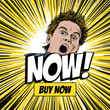 © MUHAMMAD ANIS - Man with shocked expression yells buy now
