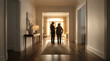 © praewpailyn - Caregiver is helping elderly person at home walking down hallway with warm natural light creating calm and supportive atmosphere for care and companionship