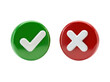 © Rafiqul - 3d render of green check mark and red cross mark icons isolated on transparent background