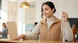 © 형근 최 - Generative AI, Woman checking in and holding a lanyard at a conference registration desk