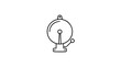 © Shakib - Mechanical alarm bell vector icon with round gong, pull lever and mounting base, clean hand-drawn outline illustration for emergency alerts, school warnings, security systems and sound signals