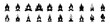 © Naimul - Black campfire icons in different styles - A collection of stylized black campfire icons with flames, perfect for illustrating warmth, camping, or outdoor themes in various designs.
