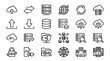 © AlviAhmed - Cloud computing and database storage line icons set featuring server hosting data transfer security and network processing elements