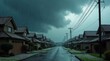 © Leonardo - Tormenta de granizo sobre un barrio residencial; el granizo cubre los tejados y los jardines
