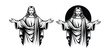 © Jibit - Jesus Christ Offering Embrace: Stylized depiction of Jesus Christ with open arms. biblical figure, religious symbol, divine love, spiritual guidance, iconic representation.
