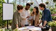 © Zaleman - Team meeting in greenhouse with tablet charts and blank board