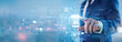 © FutureLogic Studio - Business advisor. Strategy expert touching Management Consulting virtual screen to analyze corporate infrastructure workflows and optimize organizational productivity. Enterprise solutions.