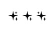 © Naim - Minimalist black starburst icons set with small and large star shapes on white background for design