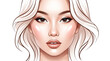 © Nixel Arts - Vector illustration of a beautiful Asian woman avatar with blonde hair, SVG format on transparent background, for cosmetics branding and beauty profile icons.