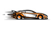 © AFAstore - Orange sports car in motion fast.