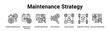 © Parahman - Maintenance Strategy web banner icon vector illustration concept for technology with icon of Predictive Maintenance, Maintenance Planning, Condition Monitoring, Fault Detection, Asset Lifecycle,.