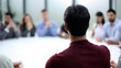 © Katsiaryna - negotiations in the conference room filmed from behind