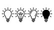 © Yurgentum - A series of four light bulb icons in a row, displaying different levels of illumination on a white background.