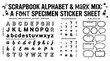 © SanaMuhyUdDin - Scrapbook alphabet and mark mix font specimen sticker sheet, vintage block and script lettering set, black and white DIY journal labels and tags