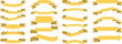 © 11RD - Collection of yellow ribbon banners isolated on white background vector illustration.Large set of golden blank ribbons and labels for vintage celebration design.