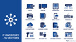 © PNG- - Information technology inventory icons set including hardware and software assets like computer database server network cloud and security symbols.
