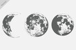 © SAGOR - Hand drawn full moon illustration. Retro Hand-drawn sketch moon vector on white background.
