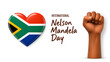 © Tariq - International nelson mandela day with south african flag heart and fist