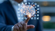© Yuparet - Artificial intelligence brain with digital icons represents online research and services business intelligence insight for modern technology solutions and data analysis innovation