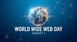 © Glow  - World wide web day graphic with globe and text