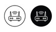 © TARU STOCKPLC - Wireless network router icon set showing internet connectivity and signal strength for digital communication systems in minimalist line art and solid black vector graphic style isolated