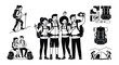 © nurjahan - Hiking And Camping Vector Illustration With People And Equipment