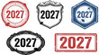 © Md Monjurul - 2027 Vintage Grunge Stamp Set with Distressed Rubber Seals, Retro Badge Frames, Ink Imprint Labels, and Classic Year Mark Vector Collection