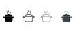 © BIBI - saucepan icons with lids and steam coming out  cooking symbols
