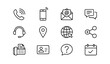 © Md - Modern contact information outline icons with phone email and support symbols