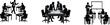 © MstSadika - Business Meeting and Corporate Training Silhouette Icon Set with Team Collaboration and Presentation