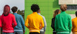 © ADDICTIVE STOCK - Group of people in colorful sweatshirts outdoors