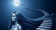 © Nishan - Woman with long hair and moonlit staircase