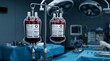 © MST FATEMA BEGUM - Medical blood transfusion bags hanging in operating theatre during surgery with transfusion hospital emergency operating procedure medicine